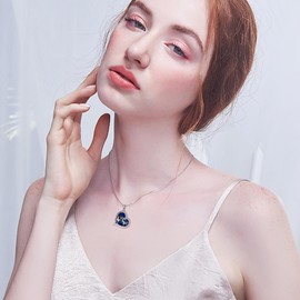 ONEFINITY Cow Necklace 925 Sterling Silver Blue Crystal Heart Shape Pendant Cow Jewelry Mothers Day Gifts for Women Girls Mom