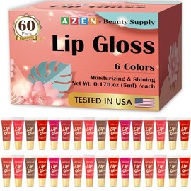 AZEN Paquete de 60 brillos de labios, aceite labial de color para labios secos agrietados, hidratante, nutritivo con vitamina E