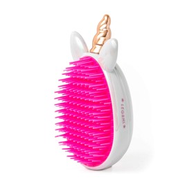 Legami - Detangling Brush, 6.8 x 5 cm, Amazing Hair, Theme O, Loosens Any Knot Without Tearing or Damaging Hair, Flexible Teeth at Different Heights, Unicorn