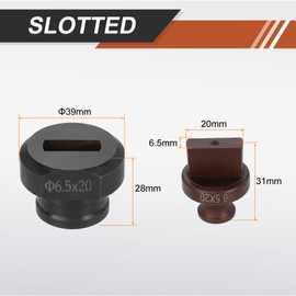 HARFINGTON Hydraulic Hole Punch Die 6.5x20mm Slotted Hole 40Cr Steel Electric Punching Kit for MHP-20 JP-20 Electric Punching Machine, Burgundy & Black