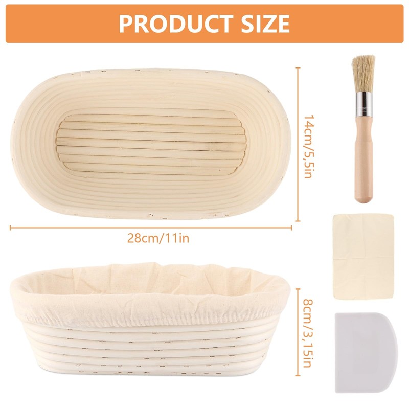 LOPYXBR Set of 2 Oval Proofing Baskets 28 cm for