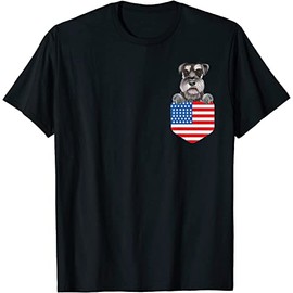 keoStore America Flag Miniature Schnauzer Dog in Pocket ds032 T-Shirt Black