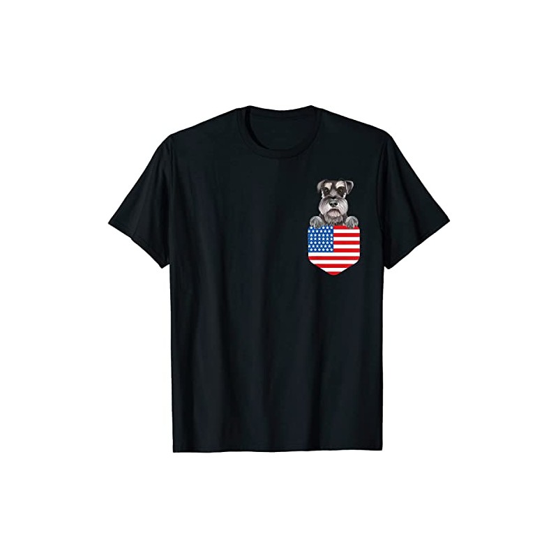 keoStore America Flag Miniature Schnauzer Dog in Pocket ds032 T-Shirt
