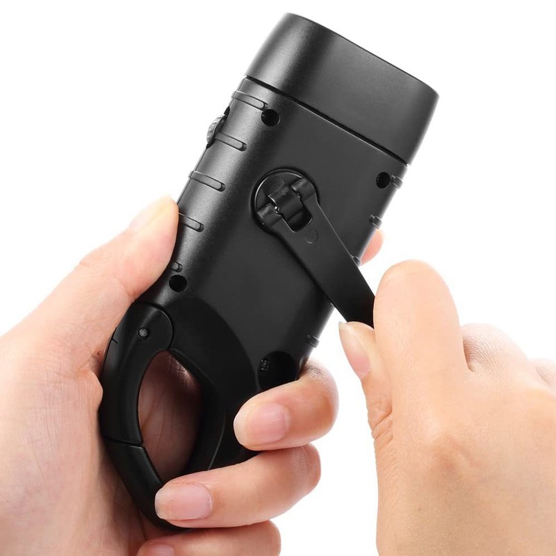 LED Portable Flashlight Multifunction Solar Charging Manual Power Generation Torch