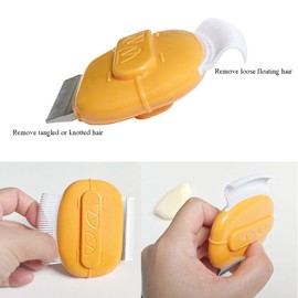 Portable Pet Hair Removal Comb 2-in-1 Dual-use Removing Floating Hair Massaging Comb Deshedding Matted Fur Loose Hair Remover Brush, Grooming Tool for Cats and Dogs (Yellow/White)