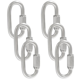 Qjaiune 6Pcs Quick Links 3/16 Inch 304 Stainless Steel D Shape Locking Quick Connector, M5 Quick Link Chain Heavy Duty Durable Chain Connector - 648lbs Capacity