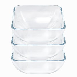 VIPHIEC Small 5 Inch Square Tempered Glass Salad Bowls Set, 15 oz Serving Bowls, Set of 3