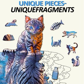 Wudhank Wooden Puzzles for Adult, Cat Tiger Wooden Jigsaw Puzzles, Unique Shape Wooden Jigsaw Puzzle, Best Gift for Family Game (L-13.3 * 10.7in-175pcs)