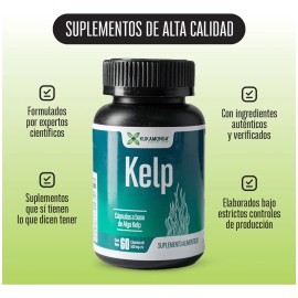 Kelp Algas Marinas  60 Cpsulas  Dura 30 Das  Apoya la Salud Metablica, Regula la Tiroides y Ayuda a Controlar el Peso, Rico en Minerales y Nutrientes 