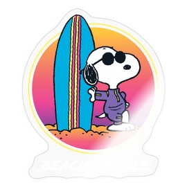 Spreadshirt Peanuts Snoopy Cool Surfing Beach Holiday Stickers, 10 x 10 cm, Transparent Glossy