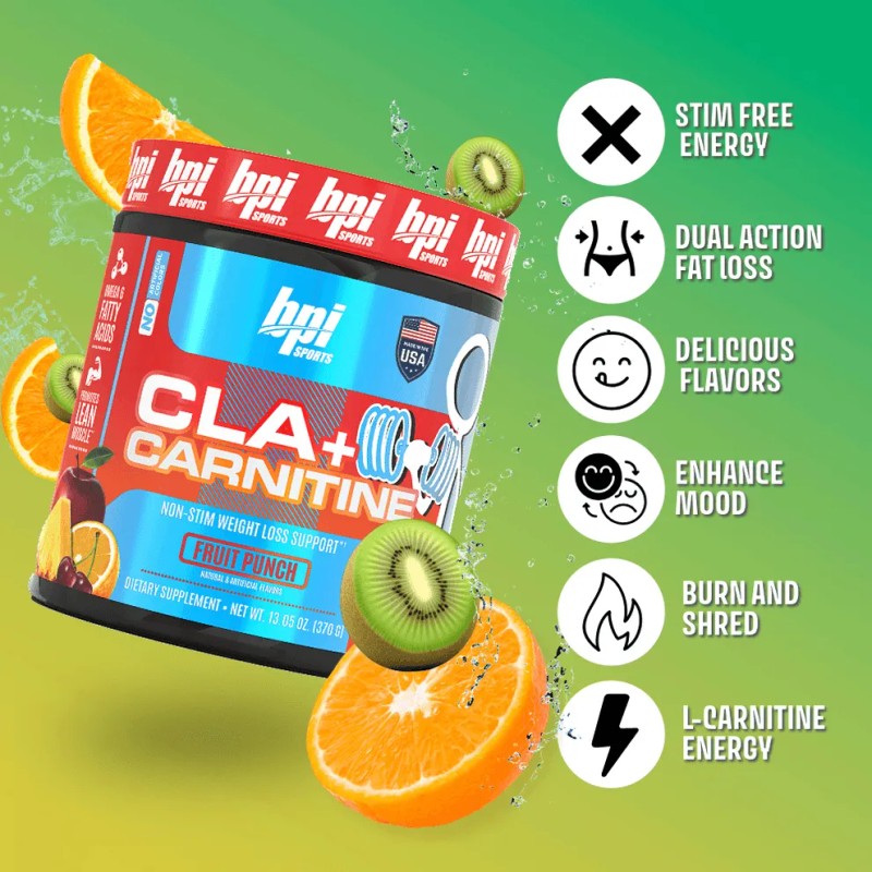 Bpi Cla + Carnitina 12.34oz 50 Serv Suplemento Alimenticio Sabor