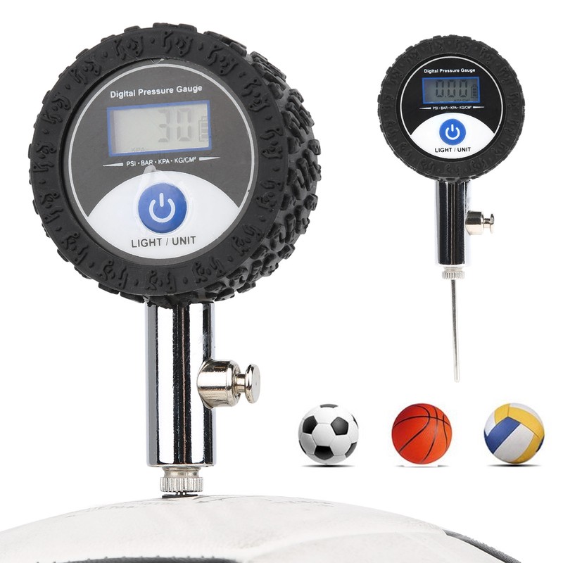 Mini Soccer Ball Pressure Gauge Volleyball Basketball Barometers with Digital