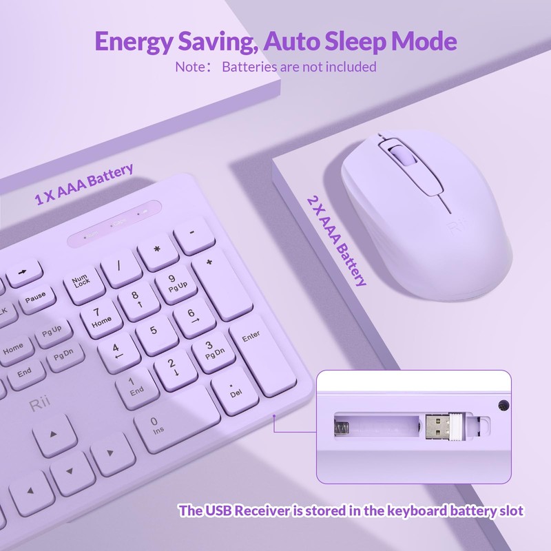 Wireless Keyboard and Mouse Combo - Rii Standard Office PC