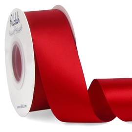 Ribbli Red Double Faced Satin Ribbon, 2” x Continuous 10 Yards,Use for Bows Bouquet,Christmas Gift Wrapping,Floral Arrangement