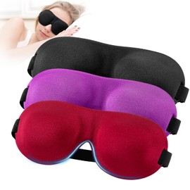 YIVIEW Sleep Mask for Back and Side Sleeper Pack of 3, 100% Light Blocking 3D Eye Masks for Sleeping, Lightweight & Breathable Eye Cover for Women Men, Zero Pressure Night Blindfold