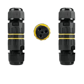 KLJ Waterproof Cable Connector, IP68 Connection Terminals, 3-Pin M20 Plug, Diameter 5-12 mm, Waterproof Cable Connectors, Pack of 2