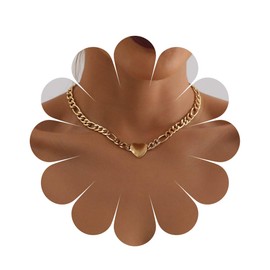 Inilbran Boho Heart Choker Necklace Vintage Heart Figaro Chain Necklace Gold Love Heart Necklace Heart Chunky Chain Necklace Jewelry for Women and Girls
