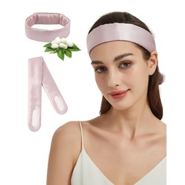FEELITS 22 Momme 100% Mulberry Silk Headband for Washing Face & Spa, Adjustable Hair Wrap Scarf for Night, Skincare & Makeup