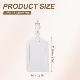 PATIKIL Suitcase Luggage Tags, White PU Leather Name Tags Airplane Bag Accessories Travel Essentials with Private Protection for Flying Hotel Check in Luggage Bags Men Women, 2 Pcs
