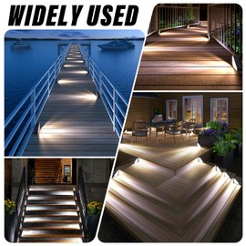 ROSHWEY Solar Stair Lights Outdoor Waterproof, 12 Pack Solar Step Lights for Outside, Triangle Solar Step Lights Stair Light Solar Powered for Deck Step, Front Porch, Backyard, Patio Decor, Cool White
