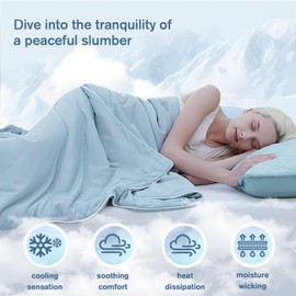 Cooling Comforter King Size for Hot Sleepers, Ice Feeling Summer Cool Blanket, Blue Ice Blanket for King Size Bed, Breathable Soft Lightweight Silk Smooth(Blue1,Twin(60"*90"))