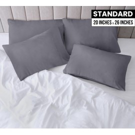 Utopia Bedding Standard Pillow Cases - 12 Pack - Envelope Closure - Soft Brushed Microfiber Fabric - Shrinkage and Fade Resistant Pillow Covers Standard Size 20 X 26 Inches (Standard, Grey)