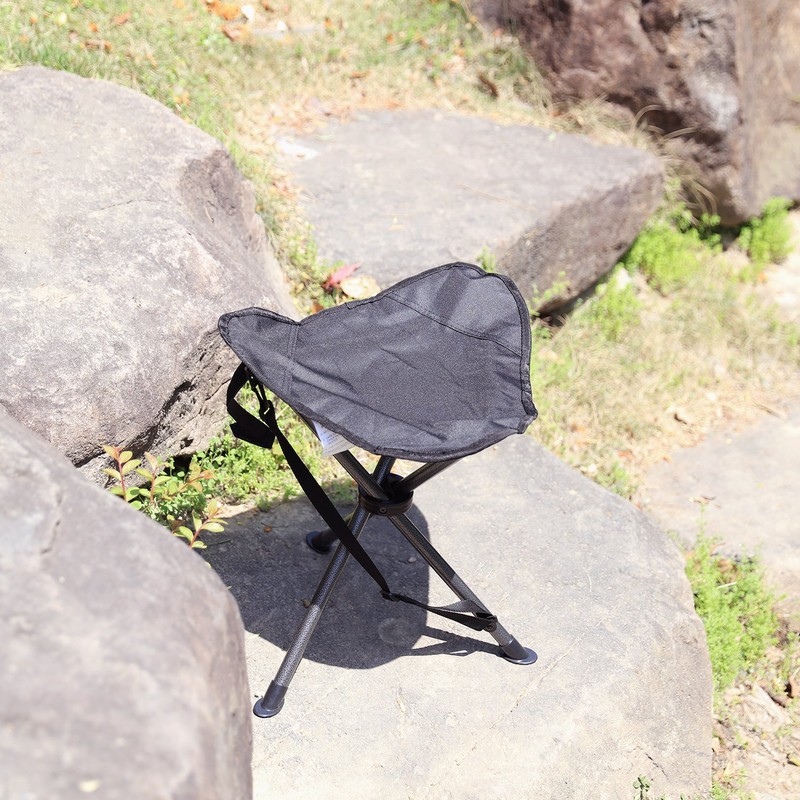 PORTAL Folding Tripod Camping Stool, Black