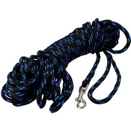 Dogs My Love Braided Nylon Rope Tracking Dog Leash, Black/Blue 15-Feet/30-Feet/45-Feet/60-Feet 3/8" Diameter Training Lead Medium (60ft - Diam 3/8" (8mm))