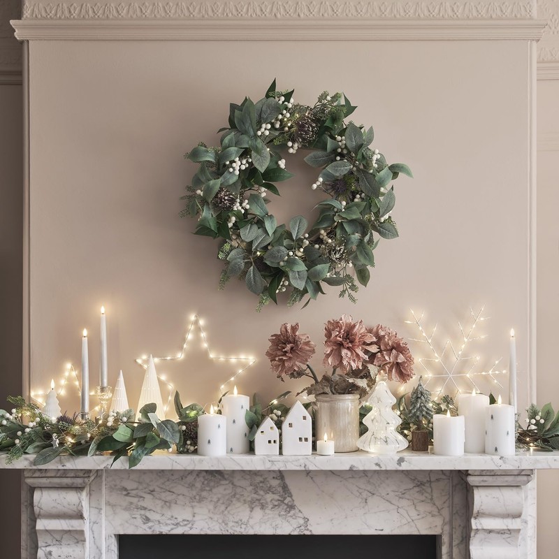 Lights4fun Set of 2 Indoor White Ceramic Light Up LED