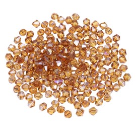 PATIKIL Pack of 250 6 mm Bicone Glass Crystal Beads, Faceted Glass Spacer Beads for Jewellery Making, Bracelet, Necklace, Earrings, DIY Suncatcher Crafts, Amber AB