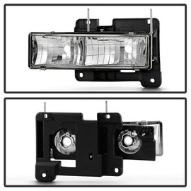 ACANII - Compatible For 1988-1998 Chevy/GMC C/K 1500 2500 3500 Suburban Glass Lens Chrome Headlights Headlamps Pair Set