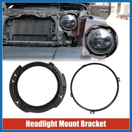 A ABSOPRO - Juego de anillos de retención de montaje para faros delanteros redondos de 7 pulgadas con anillo de metal para faros delanteros para Jeep Wrangler JK 2007-2017, repuesto de artículo negro