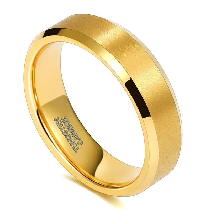 Zakk Men's Women's Gold Tungsten Carbide Brushed Engagement Rings Wedding