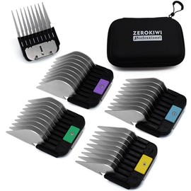 4 Pieces Animal Clippers Stainless Steel A5-Style Replacement Attachment Guide Guard Combs, 16/19/22/25mm 5/8", 3/4", 7/8", 1" Compatible with Wahl KM2/5/10 Andis AG BG Oster A5/A6 Pet Groomers