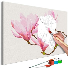 murando - Painting by Numbers Flowers Magnolia 60 x 40 cm Painting Set with Wooden Frame on Canvas for Adults Children Painting Hand-Painted Kit DIY Gift Decoration n-A-0572-d-a