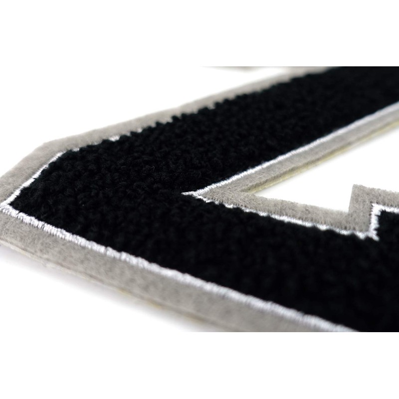 Terry Cloth Letter A-Z | Black, White, Grey | 9.5