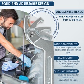 ZEZHIMI 8pc Adjustable C Pin Spanner Wrench Tool Set, Round Head, Spanner Nut Wrench Tool with Changeable Heads for Pipes Heating Cars, Coil over Hook Wrenches for Suspension System, 3/4" to 6-7/10"