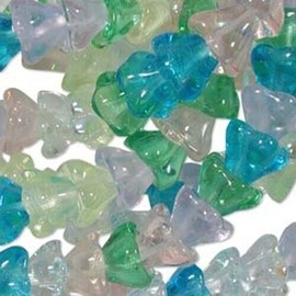 Czech Bead MIX, 25 Serenity Blues Czech Glass 11x13mm Large Flower Cone *