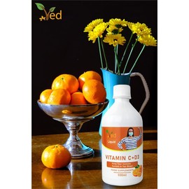 Ved Vitamin C & D3 Liquid Food Supplement for Adults - High Strength Vitamin D & Vitamin C per Dose- Support for Joints, Muscles & Immunity - Vegetarian - Orange Flavour (33 Days Supply)