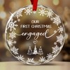 Sportyzen 2025 Christmas Ornament Our First Christmas Engaged Crystal Glass