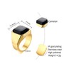 Gold Plated Stainless Steel Signet Rings with Black Agate for