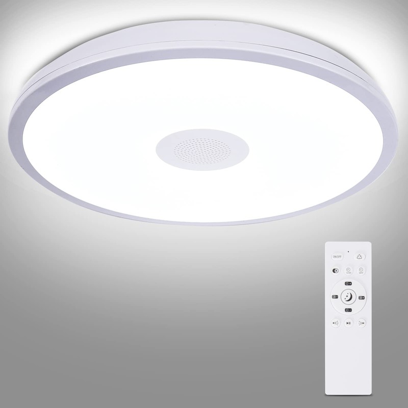 HOREVO Bathroom Ceiling Light Fixture, Waterproof IP65 18W LED Music