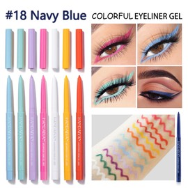 Coloured Eyeliner Liquid Eyeliner, Matte Eyeliner Pencil, All Day Long-Lasting Eye Liners Waterproof Sweat Resistant Eyeliner Pencil for Makeup Tool (Navy Blue)