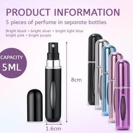 ChicAppeal 5 Stück 5ml Parfümzerstäuber Nachfüllbar Leer Reise Parfüm Zerstäuber,Portable Sprühflasche Taschenzerstäuber,Mini Parfümzerstäuber, Parfüm Abfüller,für Handtasche, Reisen, Ferien