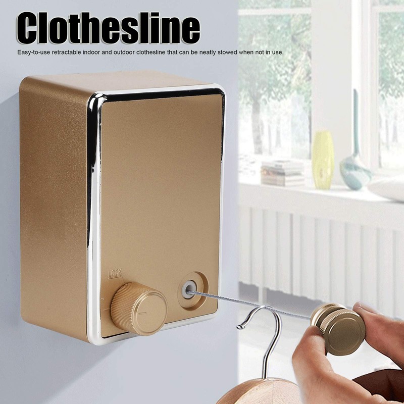 Retractable Clothesline Wall Mounted Stainless Steel Clothesline for Hanging Clothes,