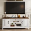 ChooChoo Farmhouse TV Stand, Wood Fluted Door Entertainment Center with