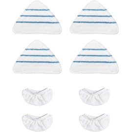 Juego de 4 almohadillas para orejas reutilizables para fregona de vapor y 4 paños de microfibra universales, compatibles con True & Tidy STM-500, STM-700, almohadillas para orejas lavables para