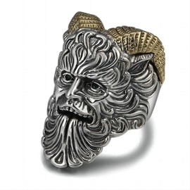 Satan Head Ring for Men, Nordic Viking Satan Goat Skull Ring, Satan Goat Gold Horn Ring, Punk Demon Skull Ring, Hip Hop Biker Ring, Viking Satanic Jewellery, NO