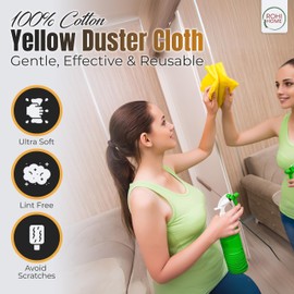 Rohi Pack of 10 Yellow Dusters – Lint Free 100% Cotton Reusable Cleaning Yellow Duster for Polishing – Soft & Strong Dusters for Cleaning Home, Car, Kitchen, Glass & Furniture (30cmx30cm)