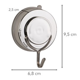 Ideen mit Herz Vacuum Suction Cup Hooks, Wall Hooks without Drilling, Towel Holder, 6.8 cm x 9.5 cm x 2.5 cm, Load Capacity 5 kg, Silver, Pack of 3